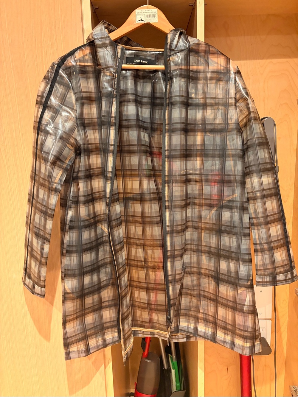 Zara Transparent Plaid Hooded Raincoat
